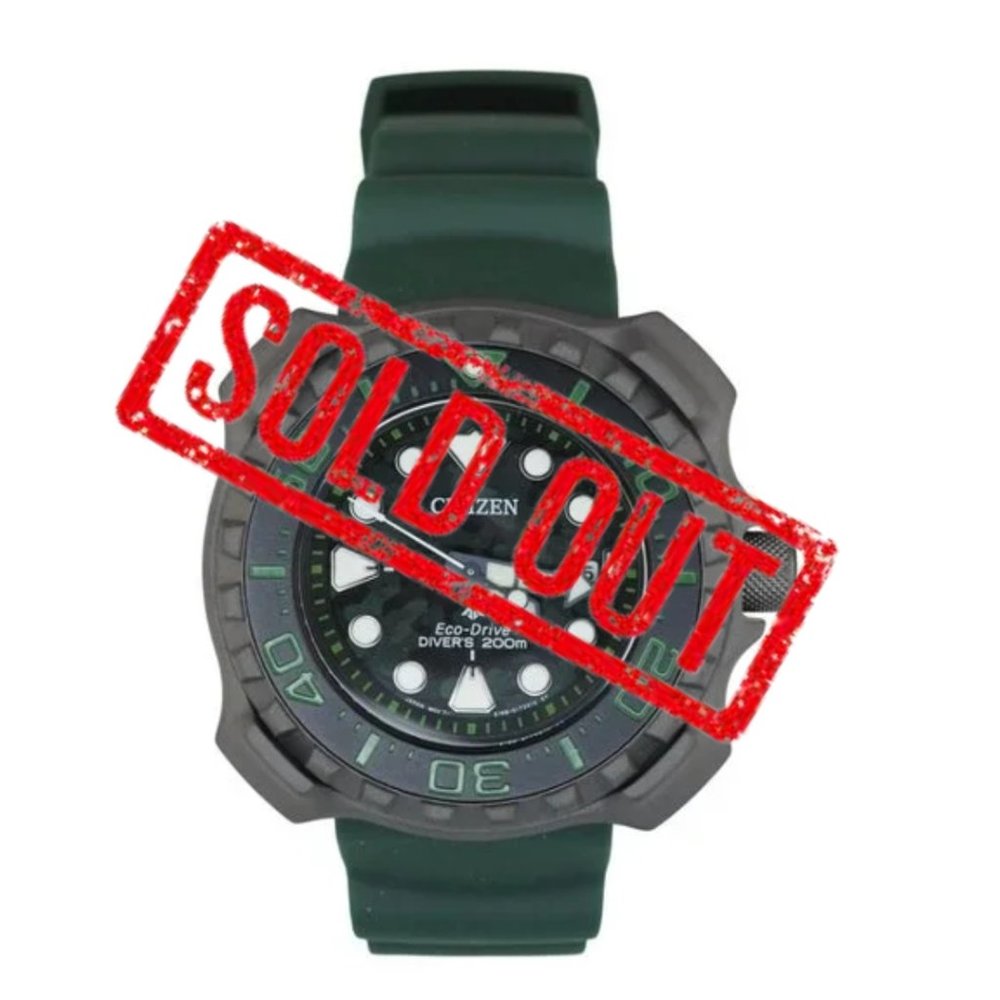 NWT Citizen Men's Watch Promaster Marine Diver Eco-Drive Titanium Green Strap - Picture 1 of 6